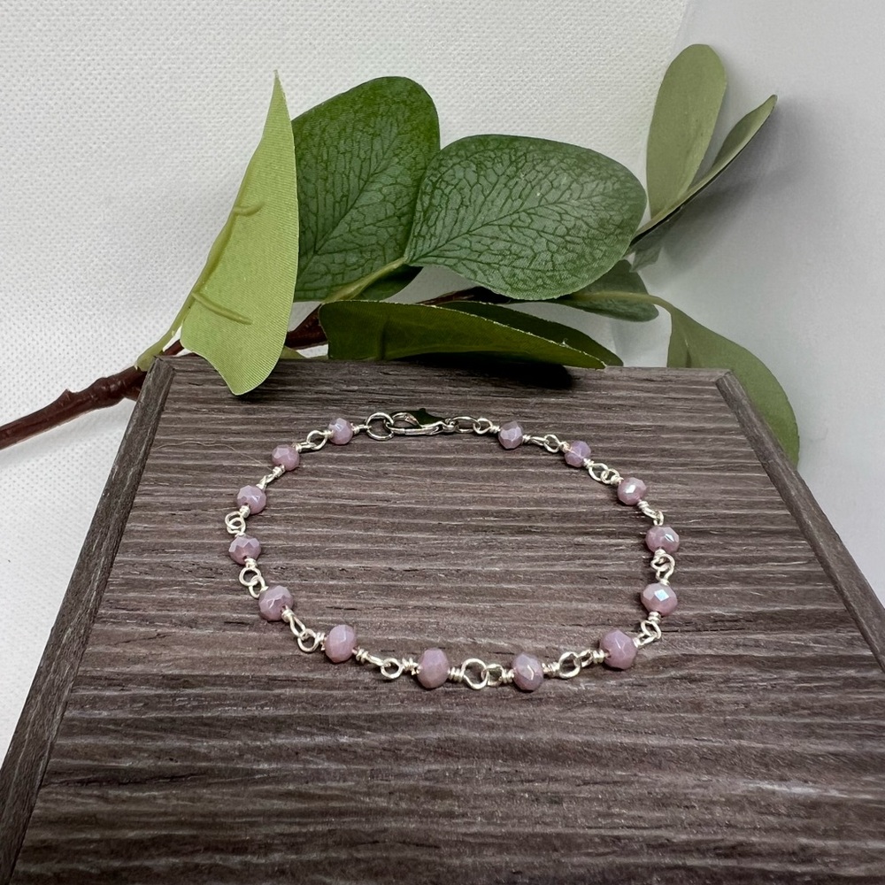 Dainty Ceramic Bead Bracelet - Purple/Mauve